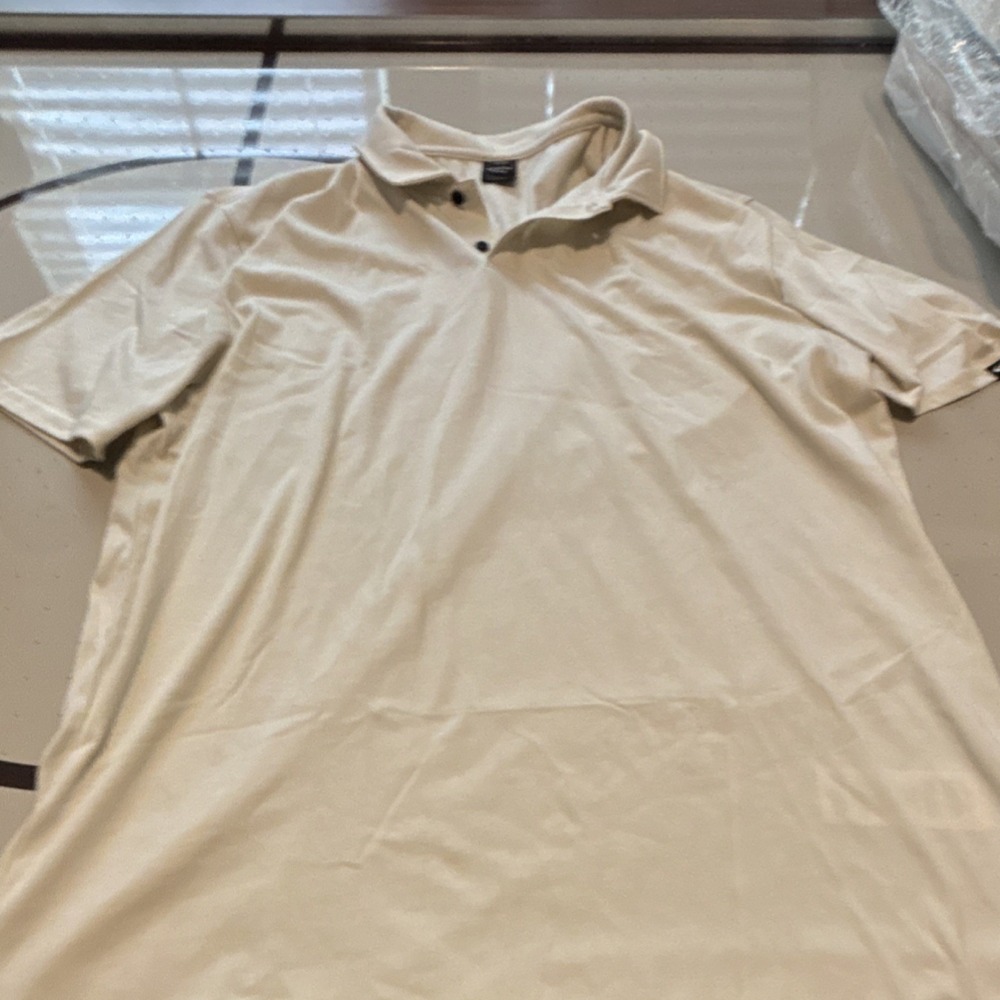 Oakley Men's Beige Polo Shirt 2XL Short Sleeve Regular Fit Collared Button Logo